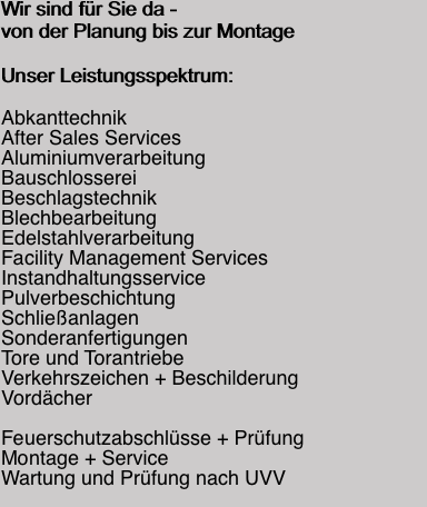 Wir sind für Sie da